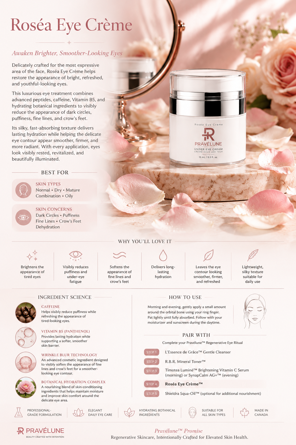 Roséa Eye Crème (Under Eye Cream for Dark Circles & Fine Lines)