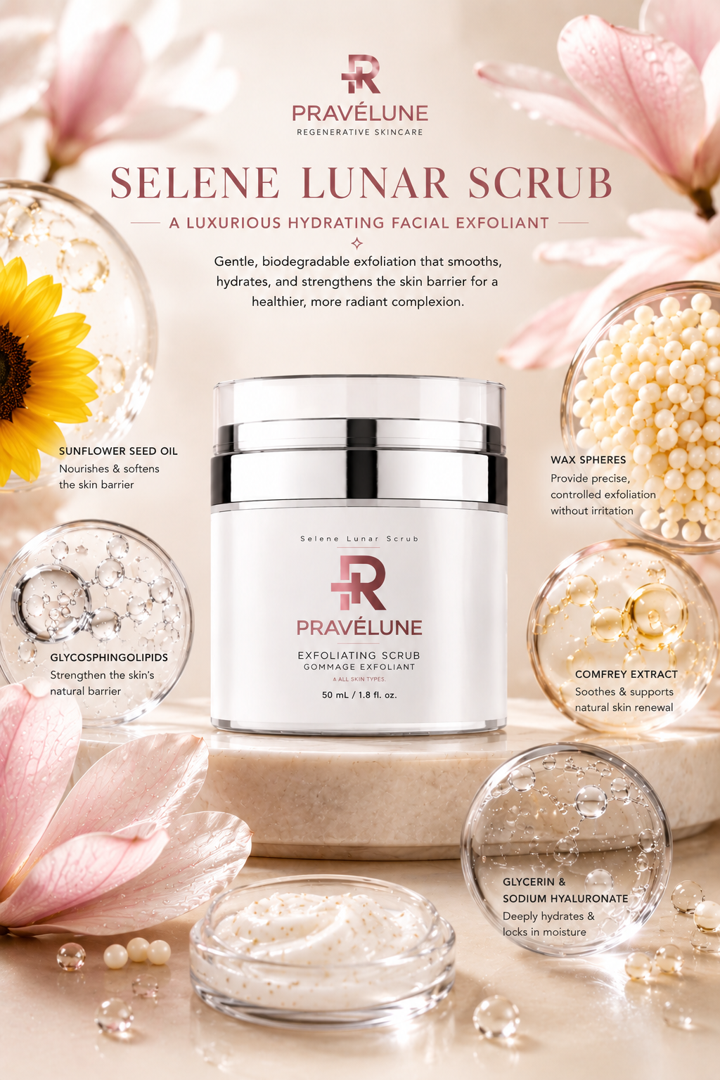 Selene Lunar Scrub (A Luxurious Hydrating Facial Exfoliant)